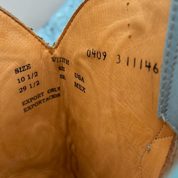 Vintage Los Altos Eel Skin Cowboy Boots Men’s Size 10.5 Blue Western Leather - Picture 15 of 17